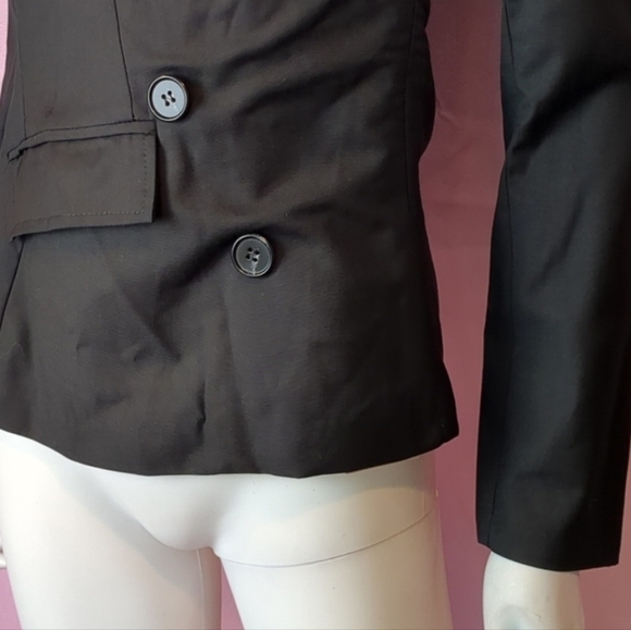 Black Asymmetrical Side Zip Blazer Jacket with Faux Buttons Detail size Small - Picture 3 of 8
